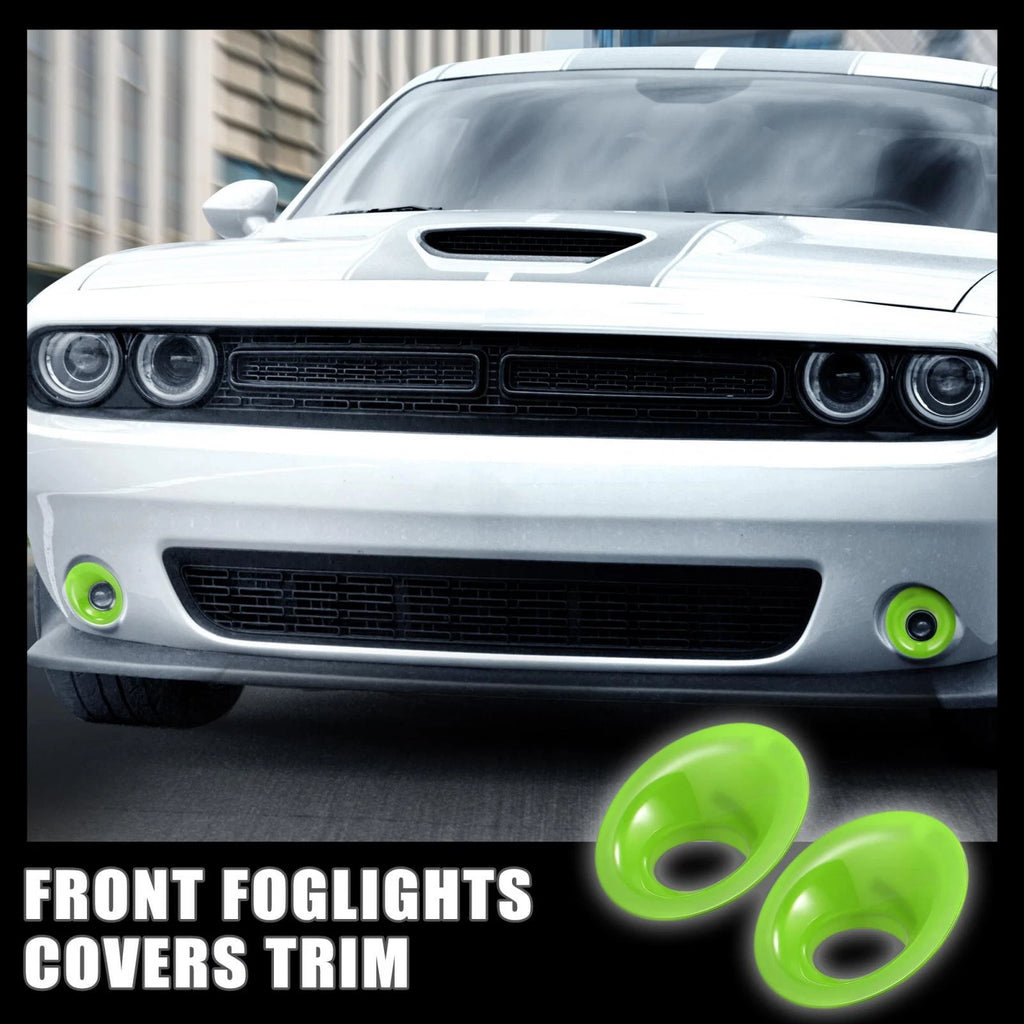 2Pcs Front Foglight Covers Trim Replacement for Dodge Challenger (2015–2020) Green