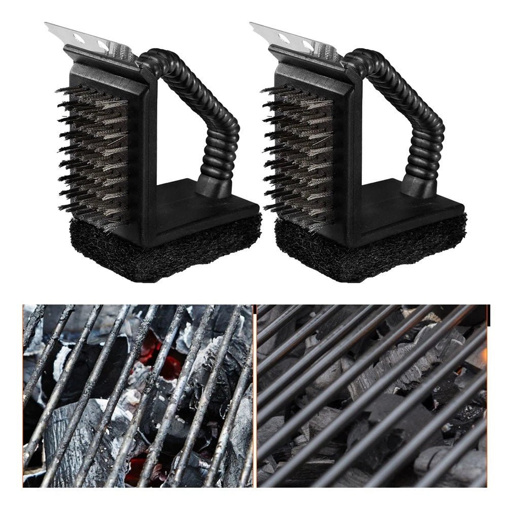 Solid Brass BBQ Grill Cleaning Brush with Ergonomic Handle