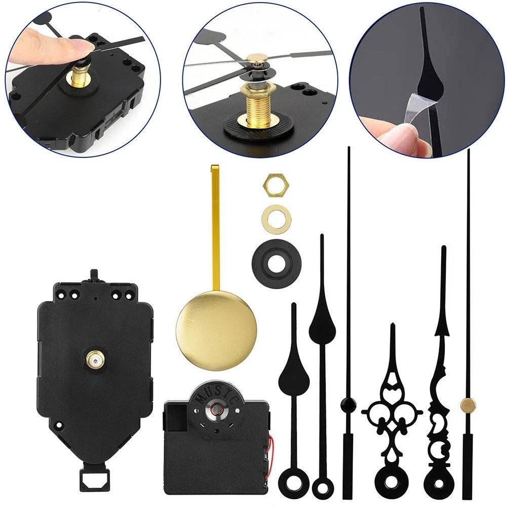Clock Movement Set with Pendulum and Music Box Repair Tools