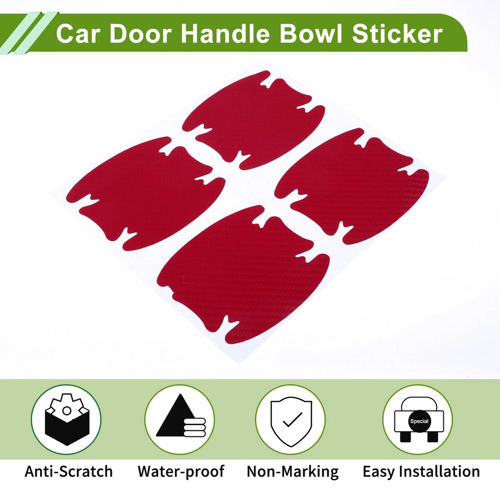 Car Door Handle Bowl Sticker for (80x88mm, Red)