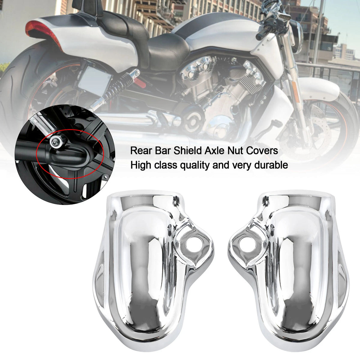 Set of 4 Rear Bar Shield Axle Nut Covers for Harley V-Rod VRSC (2002–2017)