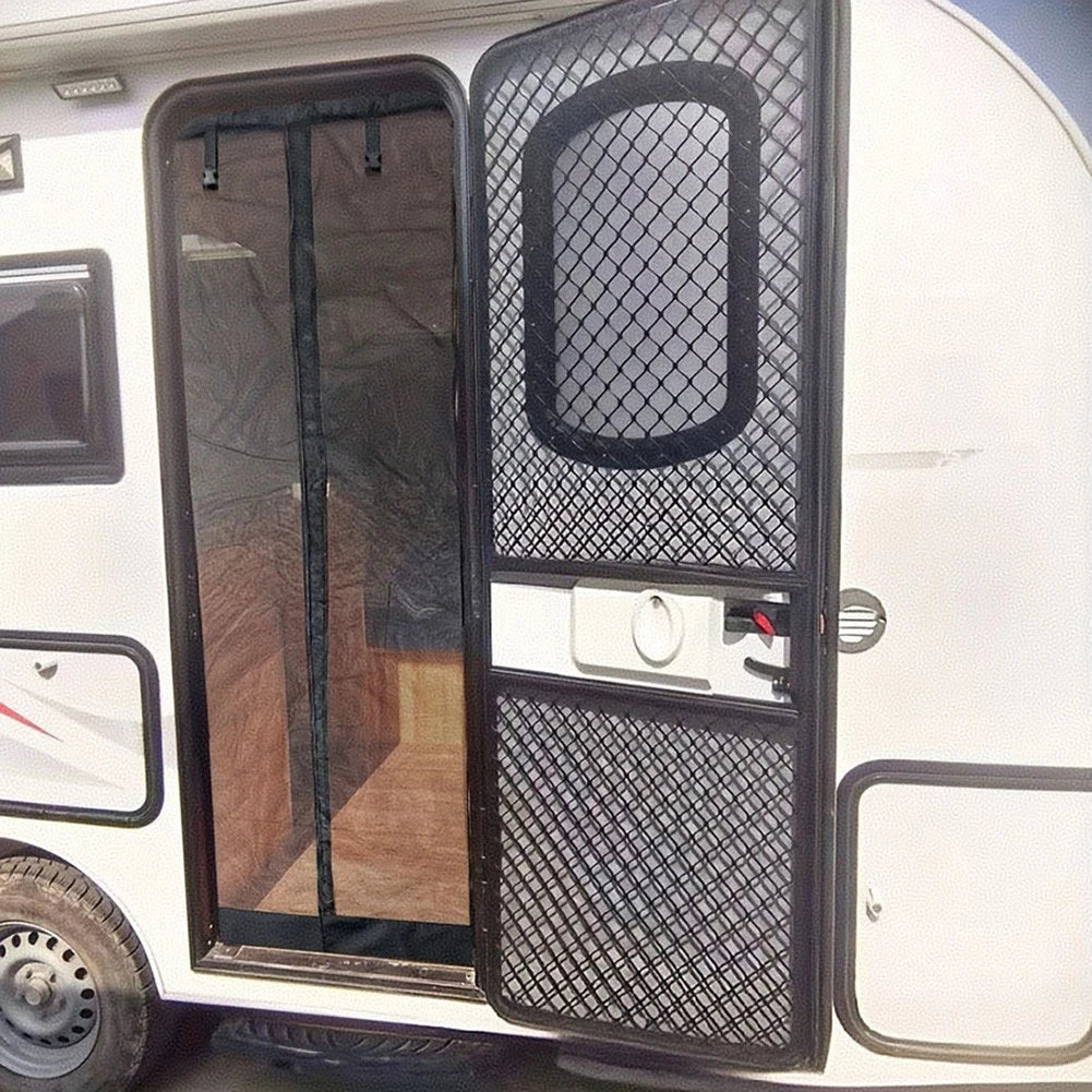 RV Door Curtain Mesh Netting for Trailers (Easy Setup, Sun Protection)