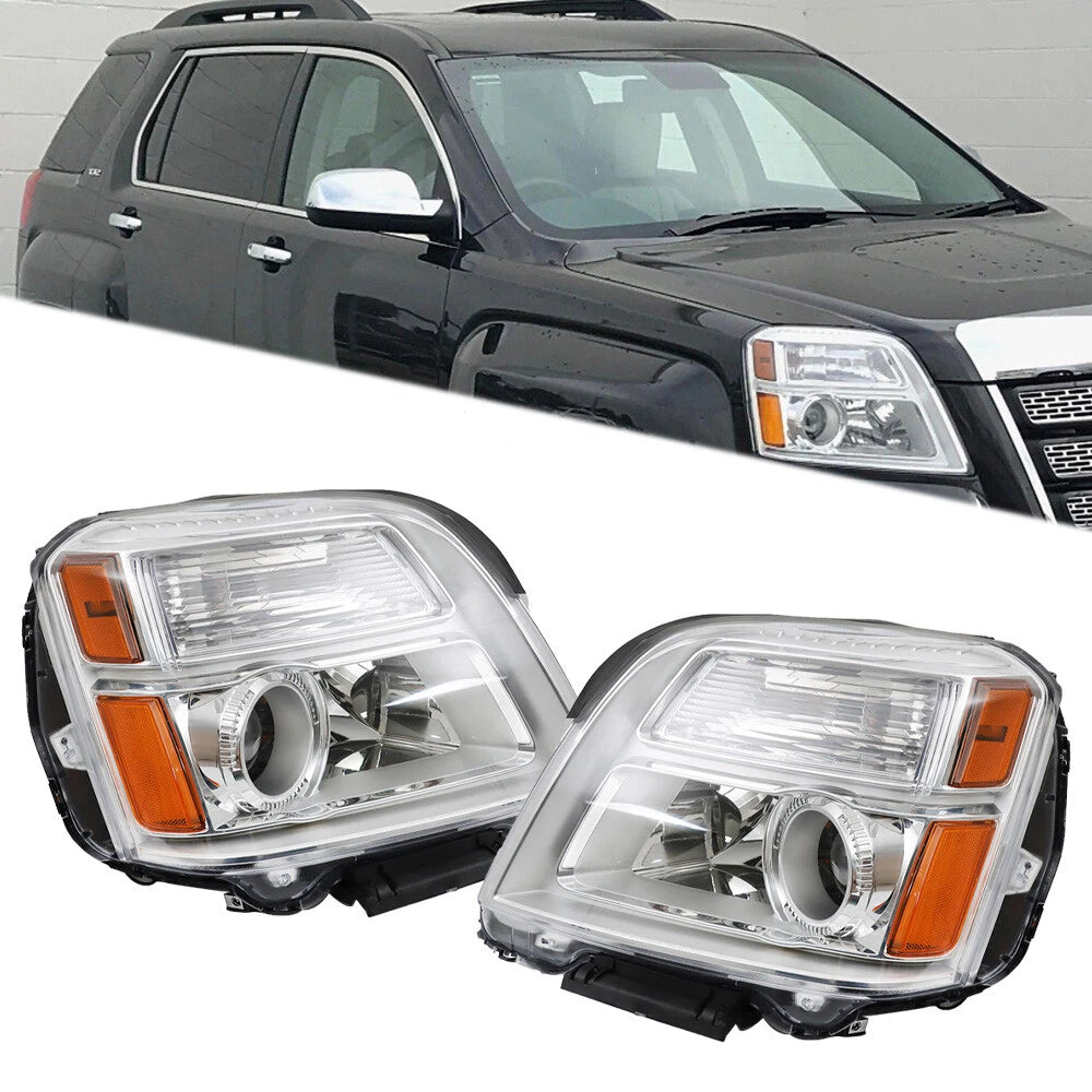 Headlights for GMC Terrain (2010–2015) Halogen Chrome LH+RH Pair