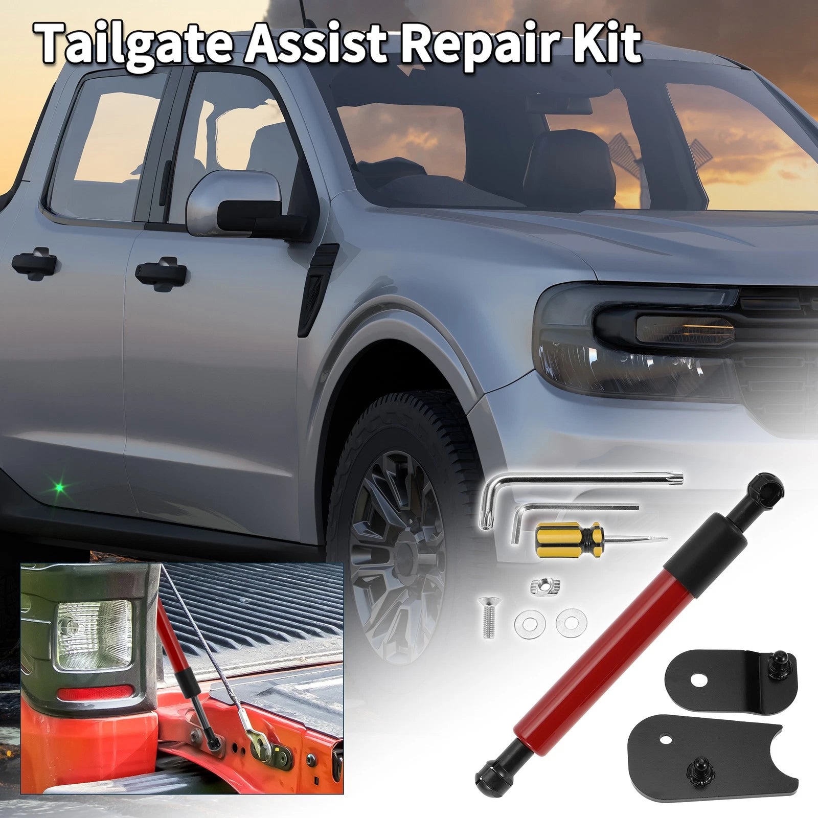 Rear Tailgate Assist for Ford Maverick (2022–2024) Red