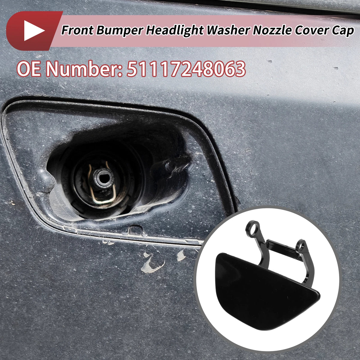 Front Left Washer Nozzle Cover Cap No. 51117248063 for BMW 535i GT (2010–2017)