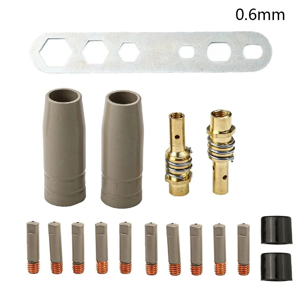 17PCS Welding Nozzle Coating Kit with Tips Holders Insulators 0.6mm