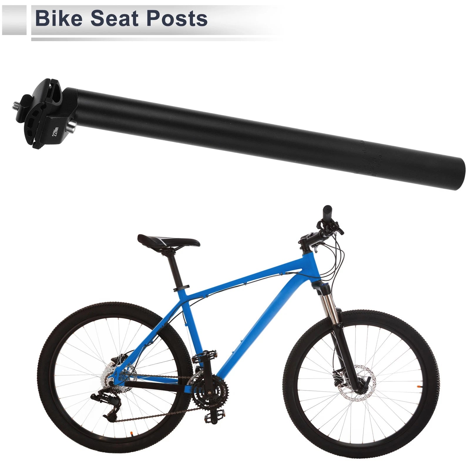Seat Post 31.6mm Adjustable Angle Extra Long Black Alloy for Bike 31.6x400