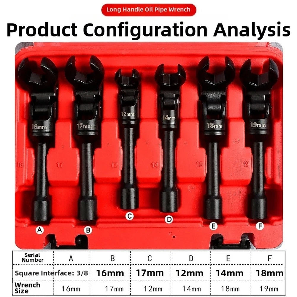 Fuel Line Wrench for Garage Repair - Adjustable Head, Alloy Construction