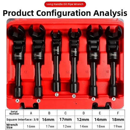 Fuel Line Wrench for Garage Repair - Adjustable Head, Alloy Construction