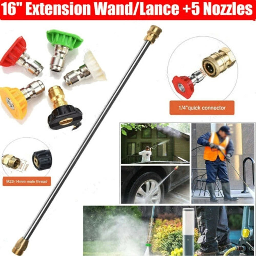 2X High Pressure Car Washer Spray Wand Nozzle Tips Hose Kit 4000 PSI