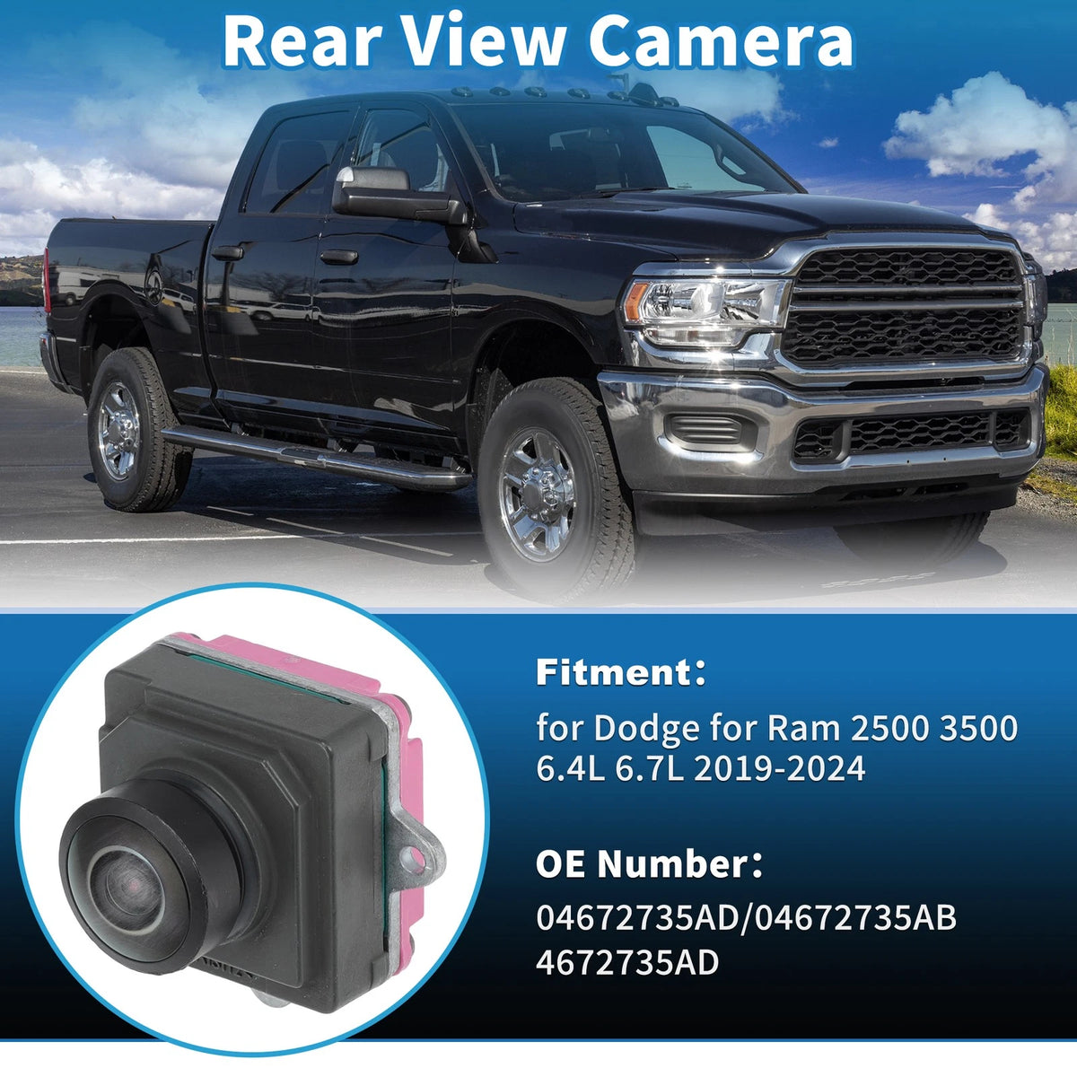 Rear View Camera Replacement for Dodge Ram 2500 3500 2019–2024
