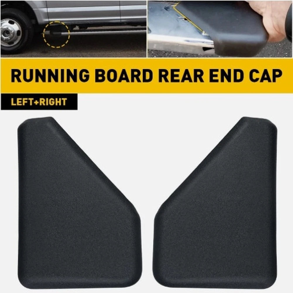 Set of 2 Rear Side Pedal End Covers for Ford F150 (2015–2022) ABS Black