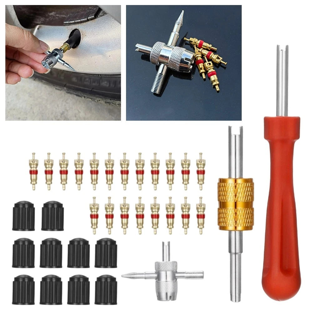 33pcs Tire Valve Core Remover Installer Tool Set for Tire Maintenance