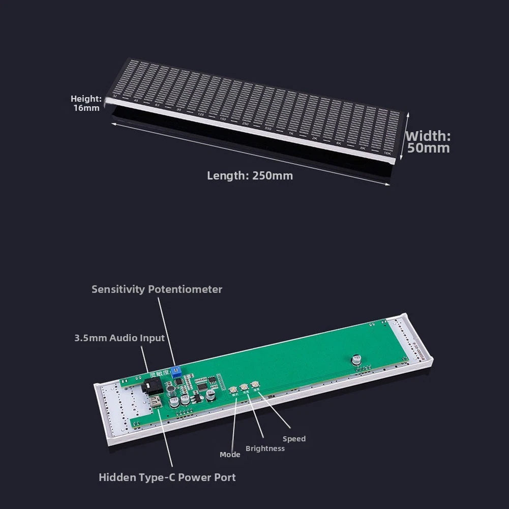 Sound Reactive LED Rhythm Light for Universal Fit (25cm x 5cm)