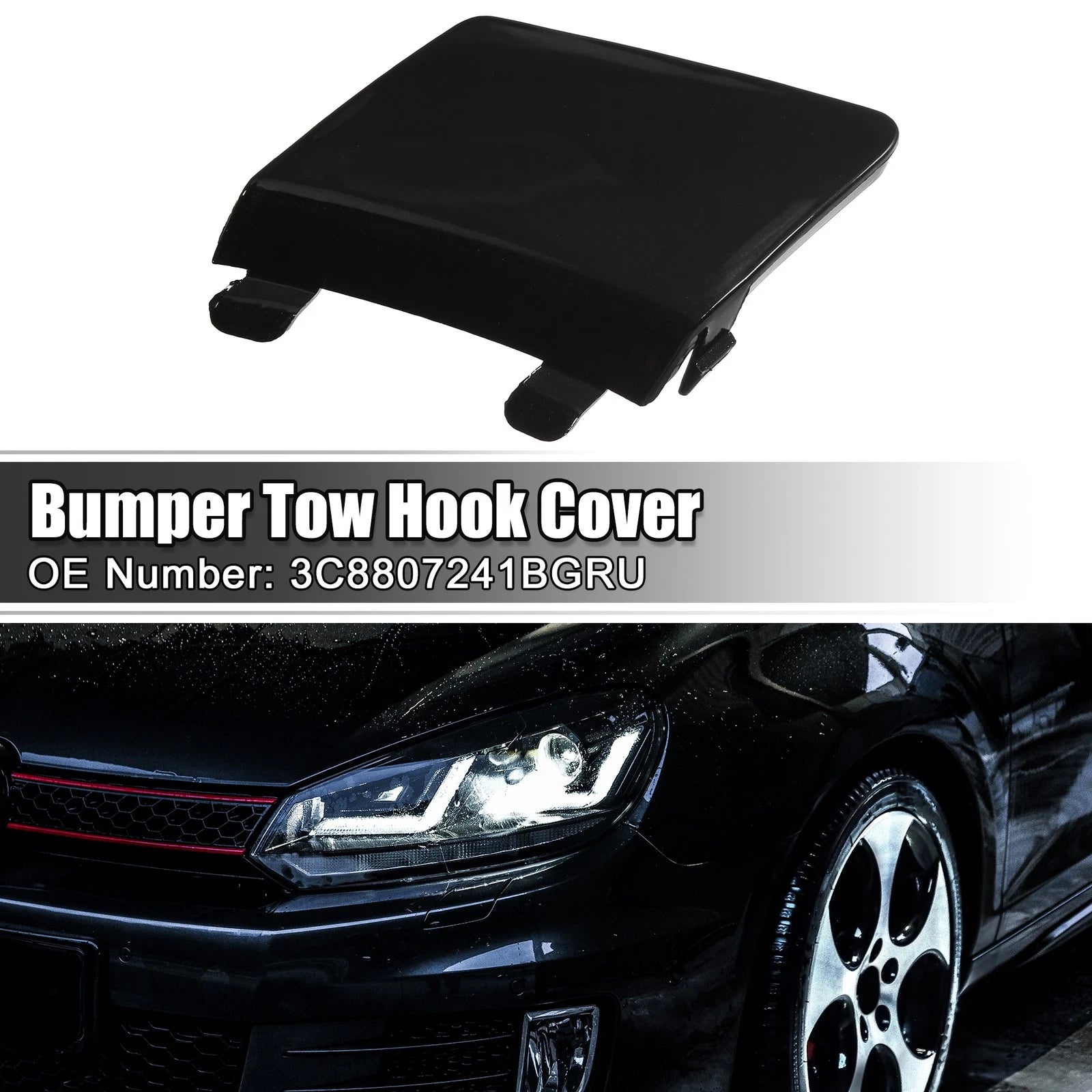 Front Tow Hook Cover for Volkswagen Black (2011–2020)