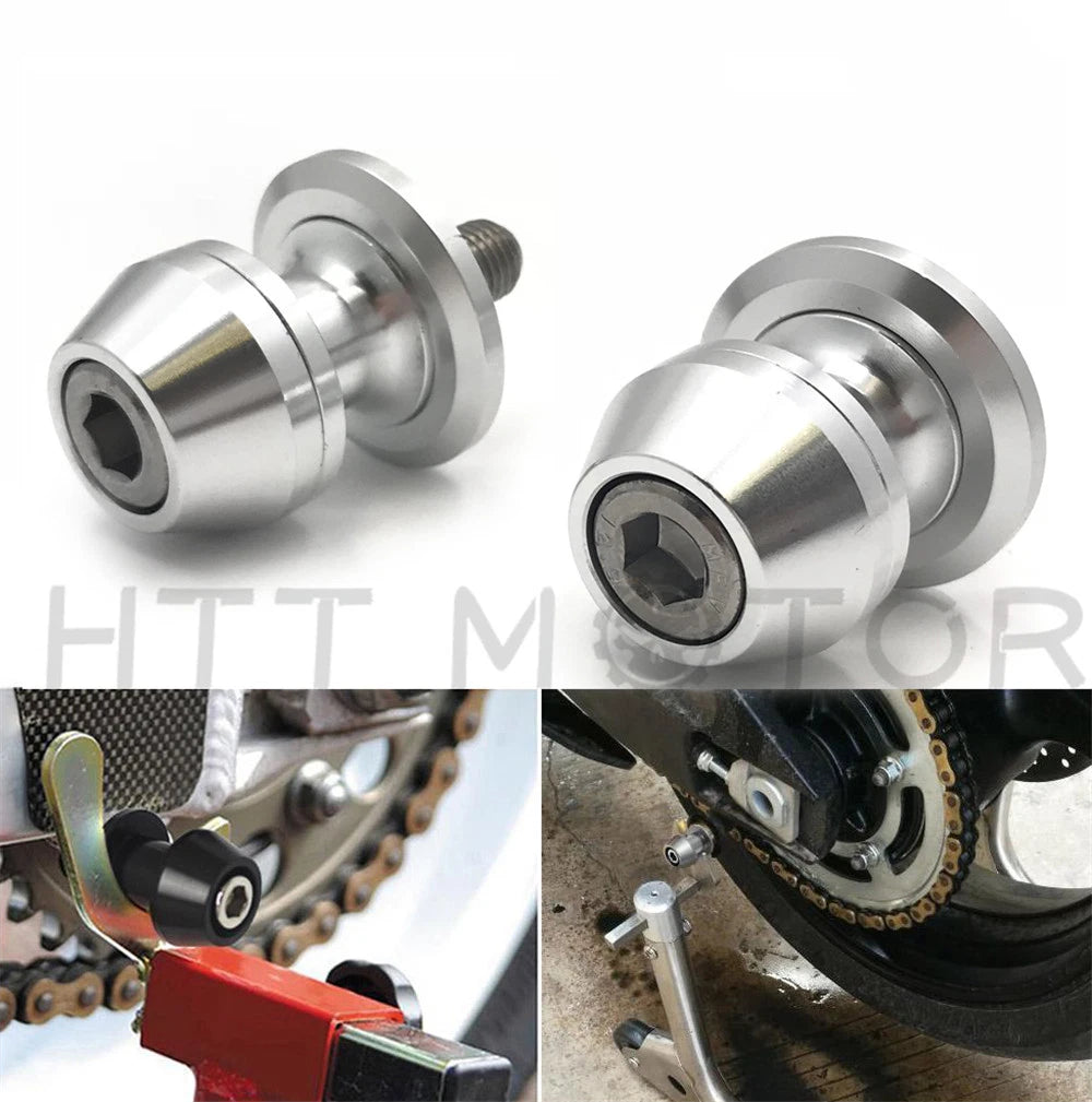 2X CNC Swingarm Spools Sliders for Universal Motorcycle 6MM Silver