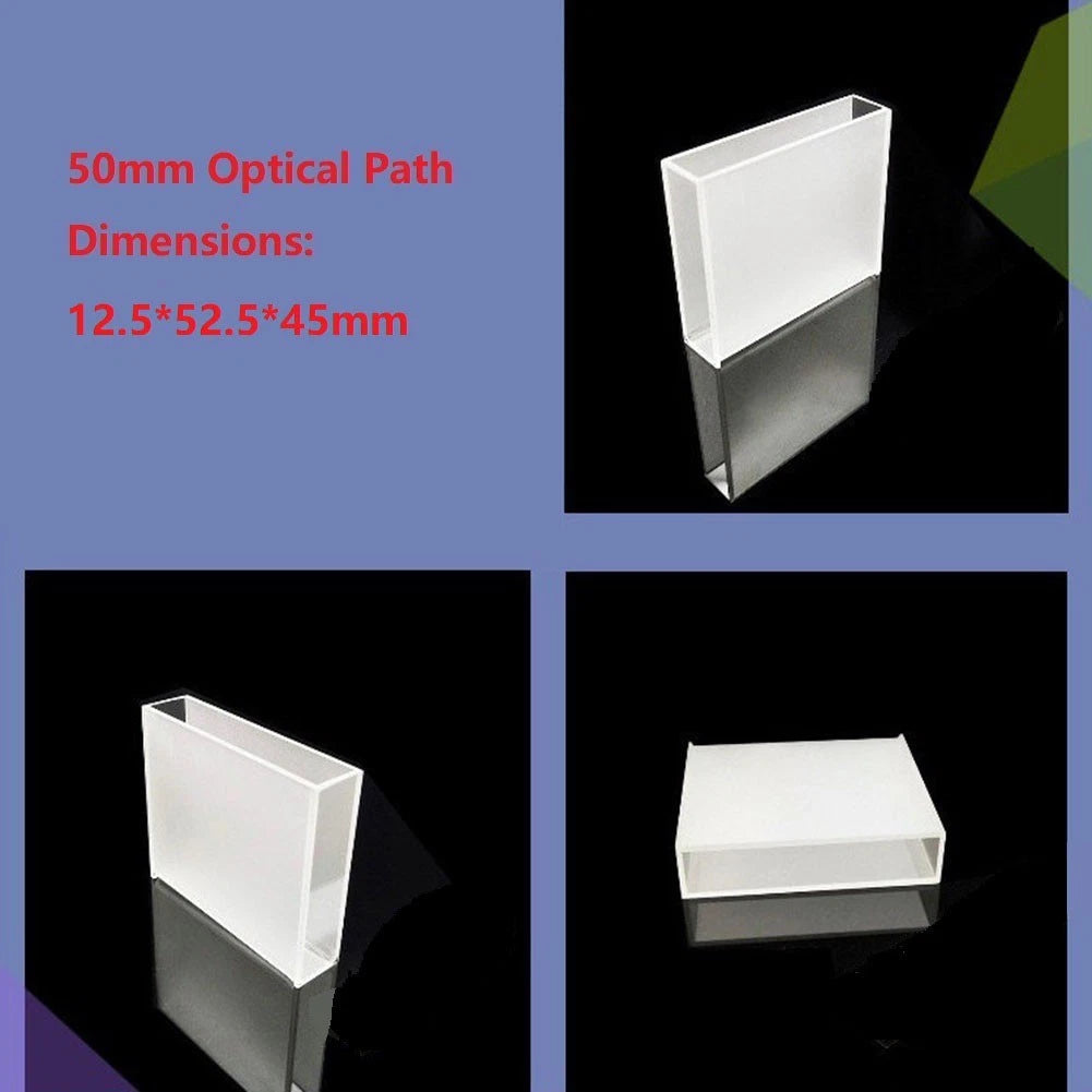 Pack of 2 Dual Design 50mm Quartz Cuvettes for Light Path Measurements