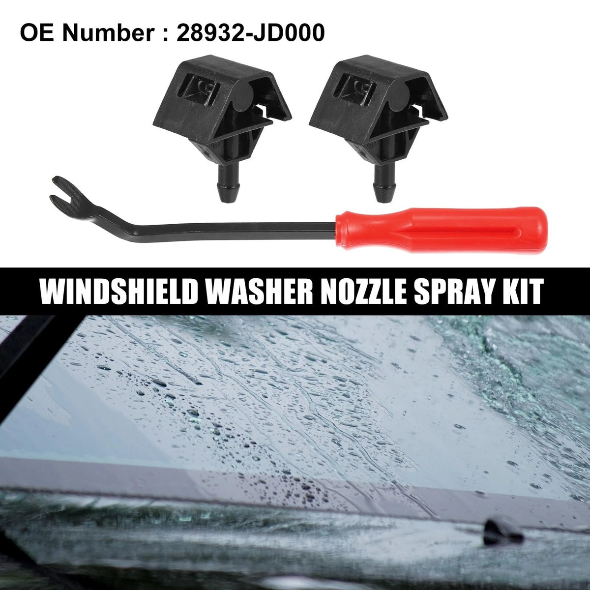 3 Pcs Front Windshield Washer Nozzle Kit 28932-JD000 for Nissan Qashqai (2007–2013)