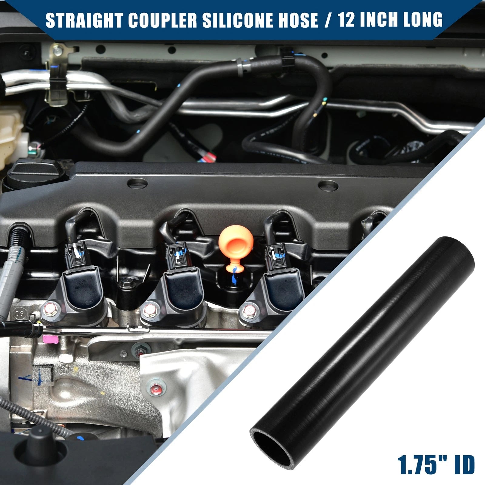 Silicone Coupler Hose for Car Intercooler 1.75" ID Black