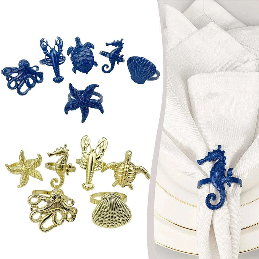Set of 6 Decorative Napkin Rings for Table Settings