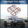 1 Pair Headlight Trim Bezel for Ford (Carbon Fiber, Red)