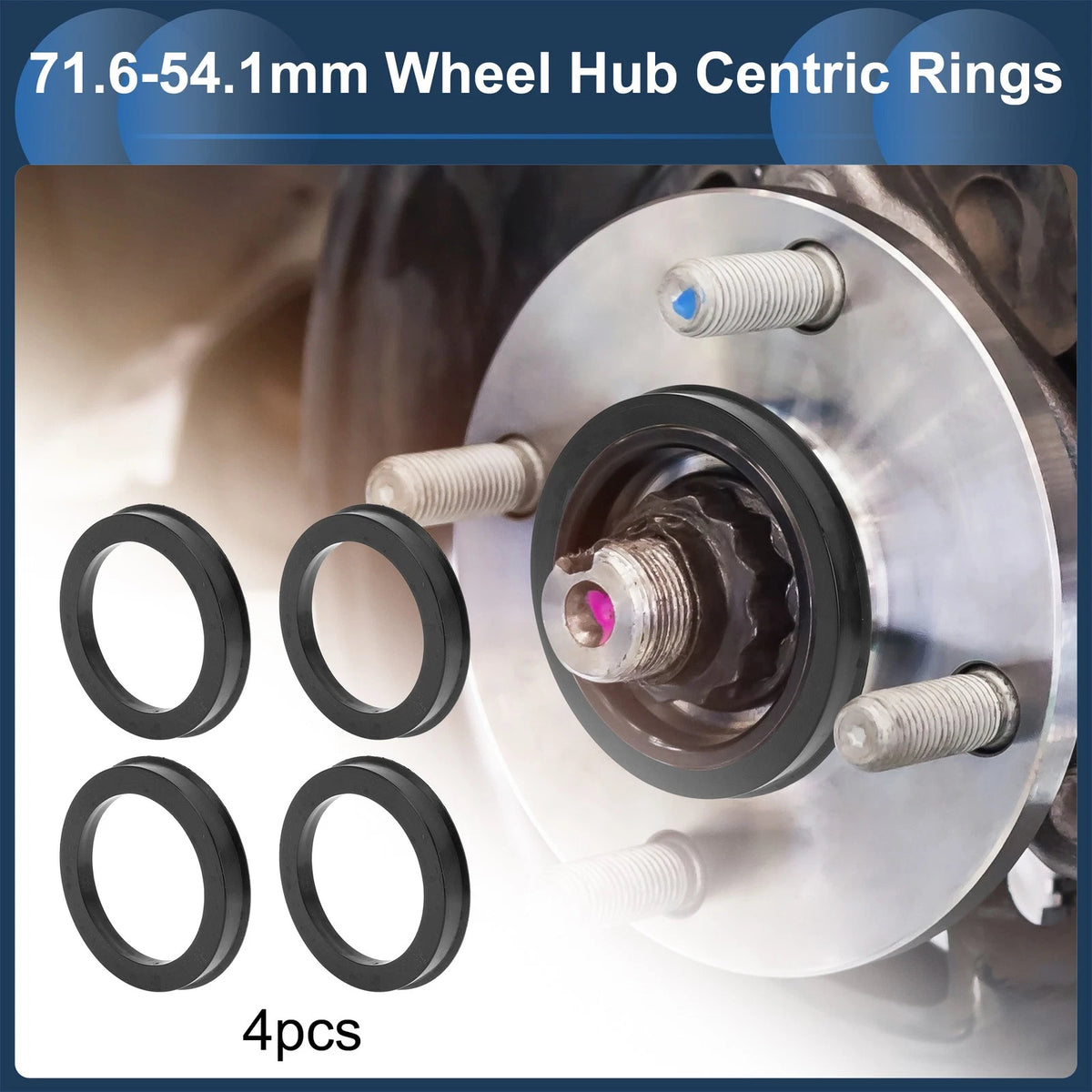 Set of 4 Wheel Hub Centric Rings for Universal Fit (71.6mm to 54.1mm)