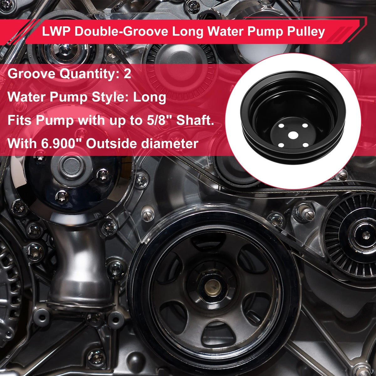 Water Pump Pulley Double Groove LWP for Chevy SBC 262 265 267 (1965–1975)