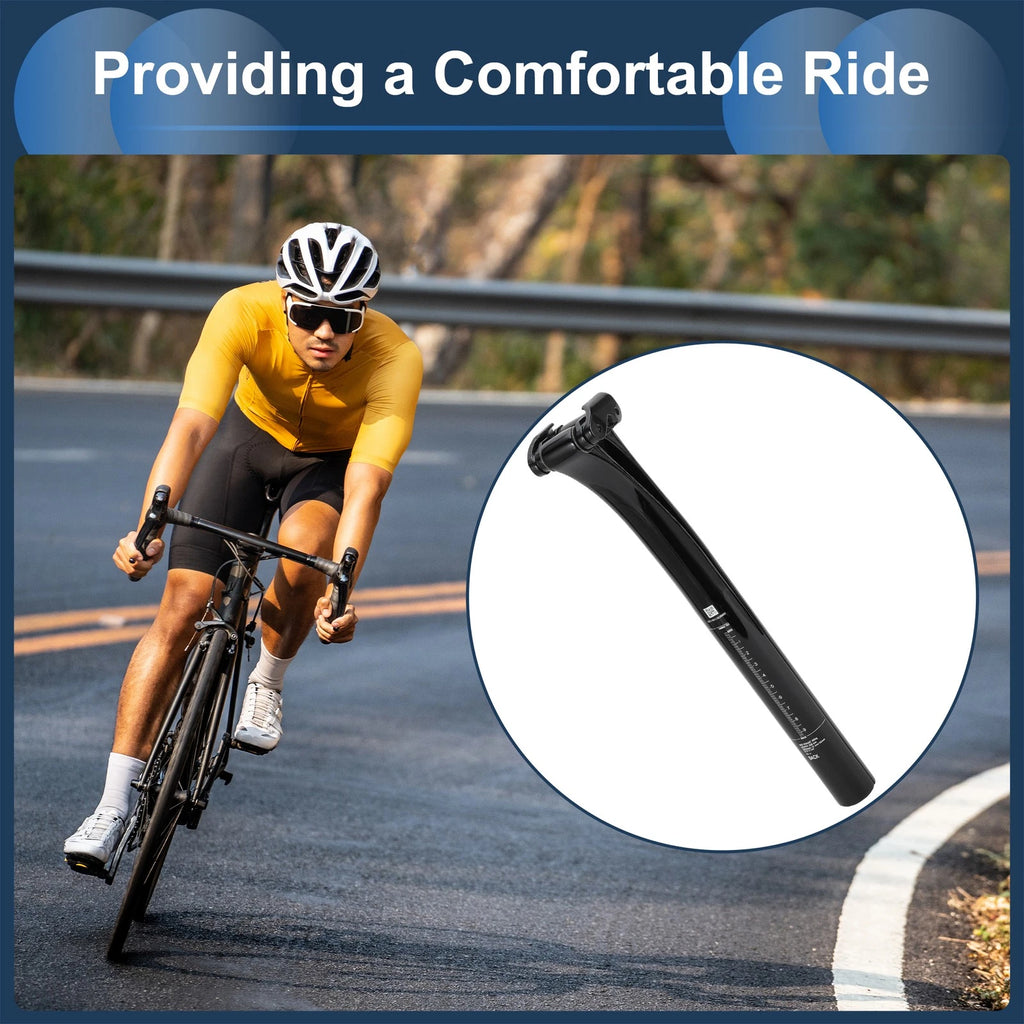 Bike Seat Post 31.6mm for Adjustable Angle (Gloss Black, 330mm)