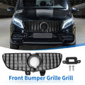 Front Upper Bumper Grille Grill for Mercedes-Benz V-Class 2020–2024 Glossy Black