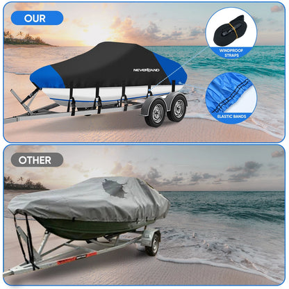 Boat Cover Waterproof for V-Hull Speedboat 14ft 15ft 16ft