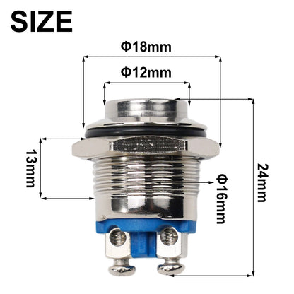 10pcs 12V 16mm Metal Waterproof Push Button Switch for Automotive