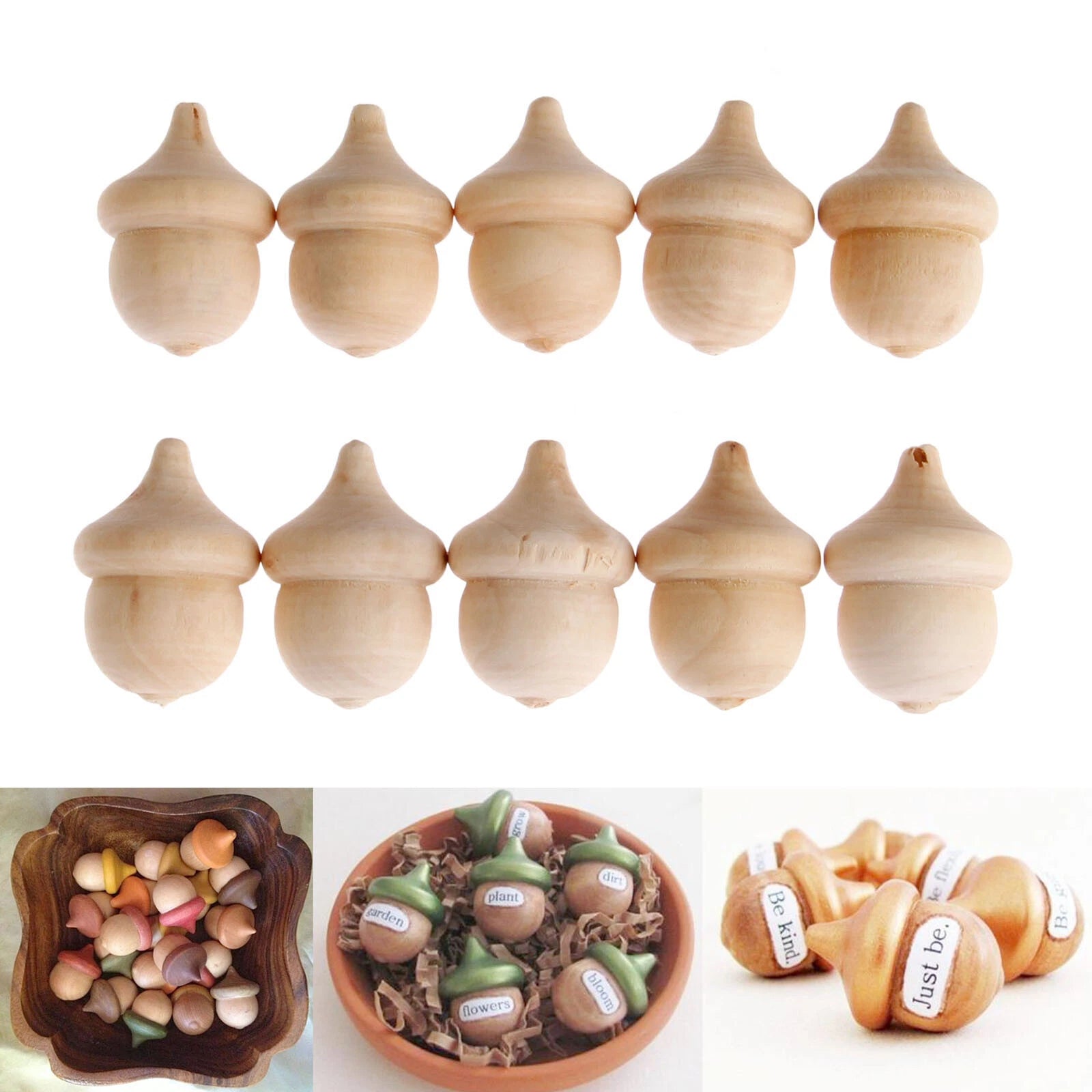 Set of 4 Unfinished Wooden Peg Dolls for Kids Christmas Gift