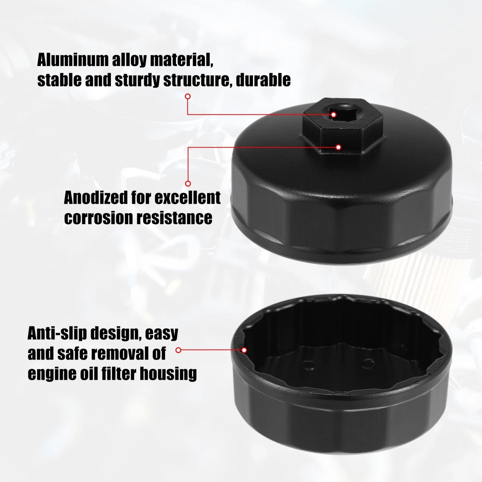 14 Flute Oil Filter Wrench Socket Remover Tool for Mercedes Benz (74mm) (—)