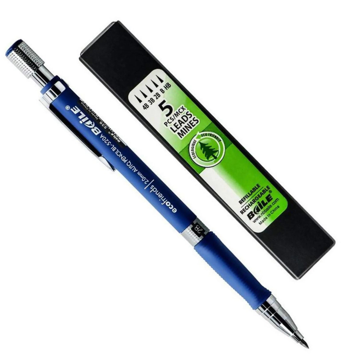 2B Lead Holder Mechanical Pencil with 5 Lead Refill for Drawing
