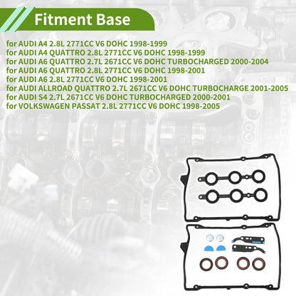 Valve Cover Gasket Set for Audi A4 A6 S4 and VW Passat 2.7L 2.8L (1999–2015)