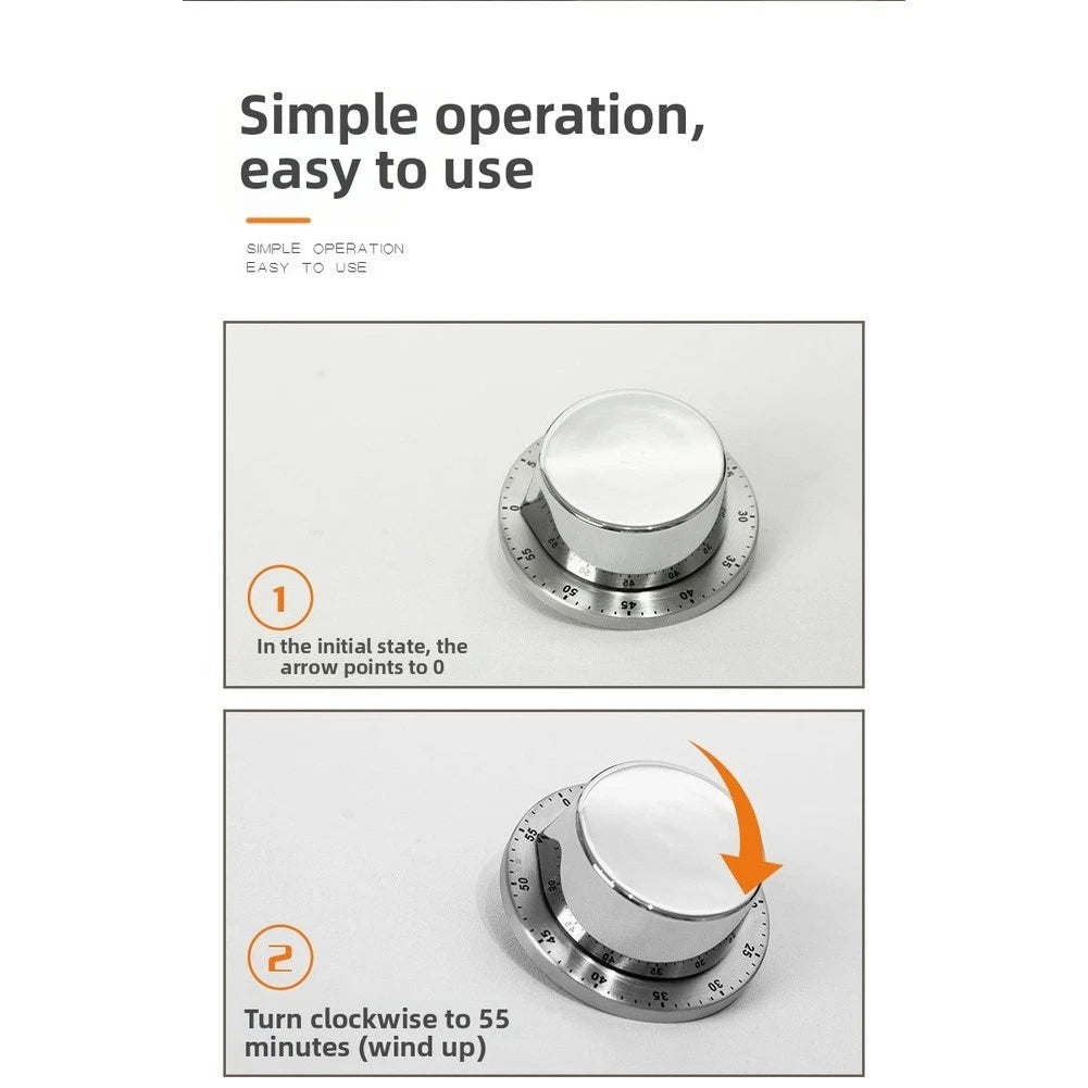 Mechanical Kitchen Timer with Magnetic Suction - Loud Alarm