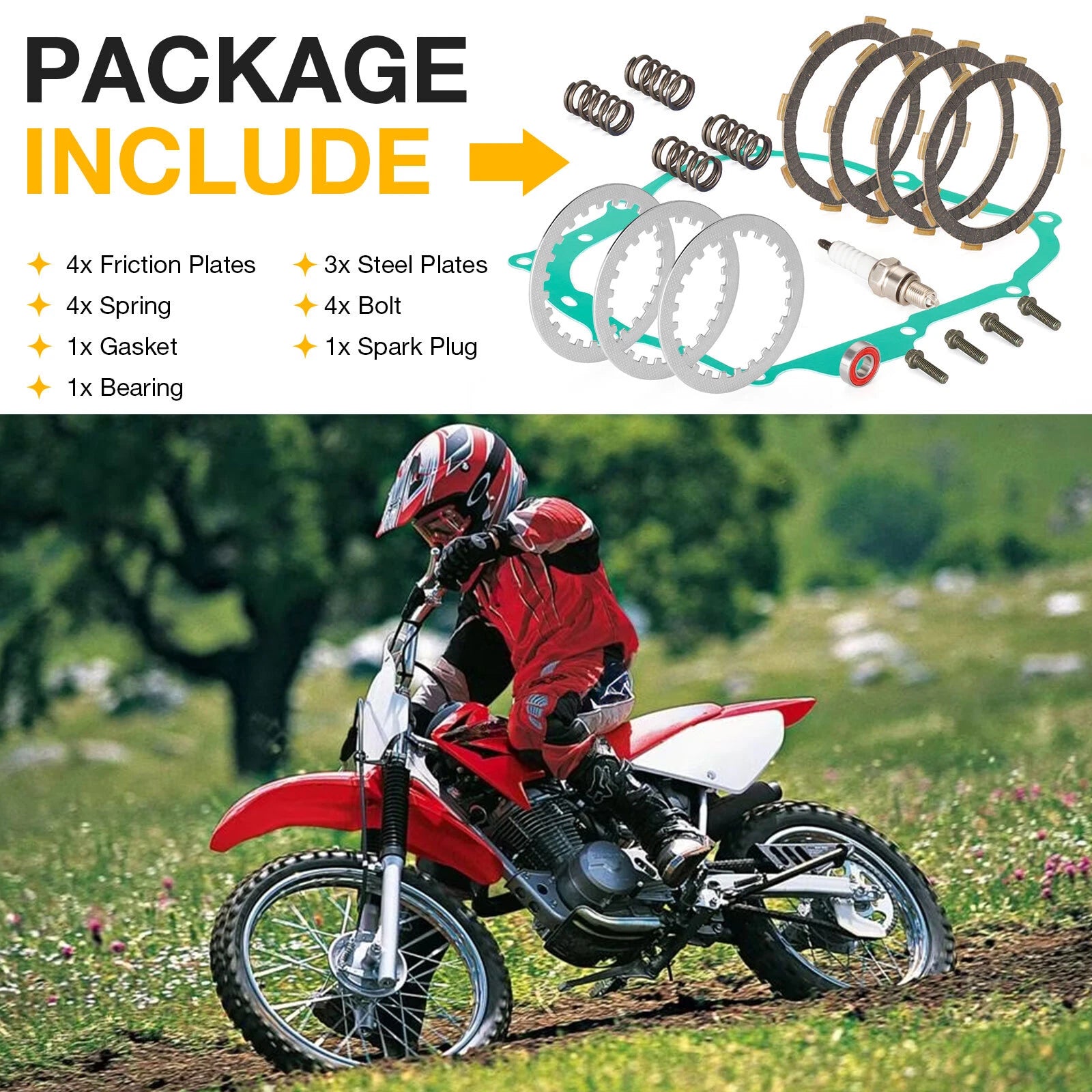 Clutch Friction Plates Gasket Kit for Honda CRF80F CRF100F (2004–2013)