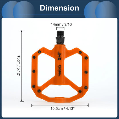Cycling Bike Pedals 9/16 Nylon Replacement for Road Mountain BMX MTB (Orange)
