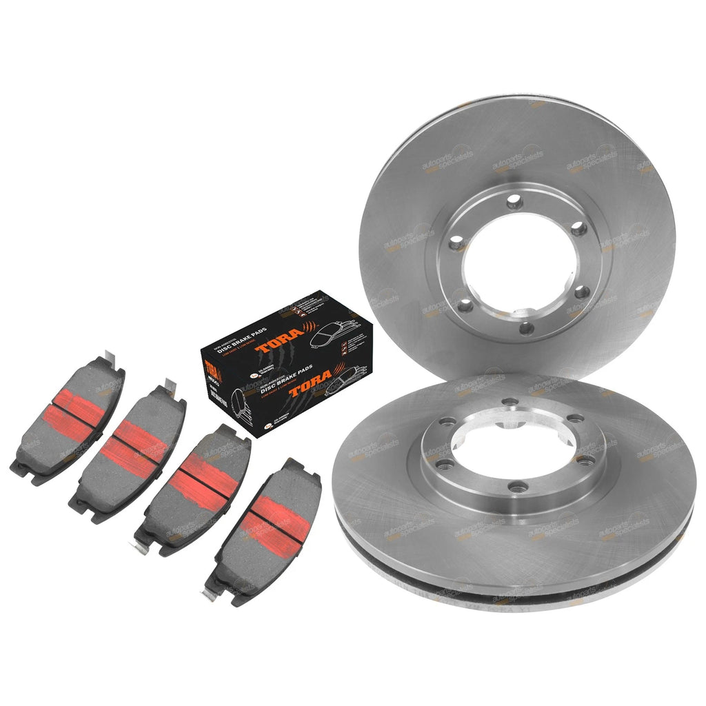 2 Front Disc Rotors + Brake Pad Set for Holden Jackaroo (1988–1992)