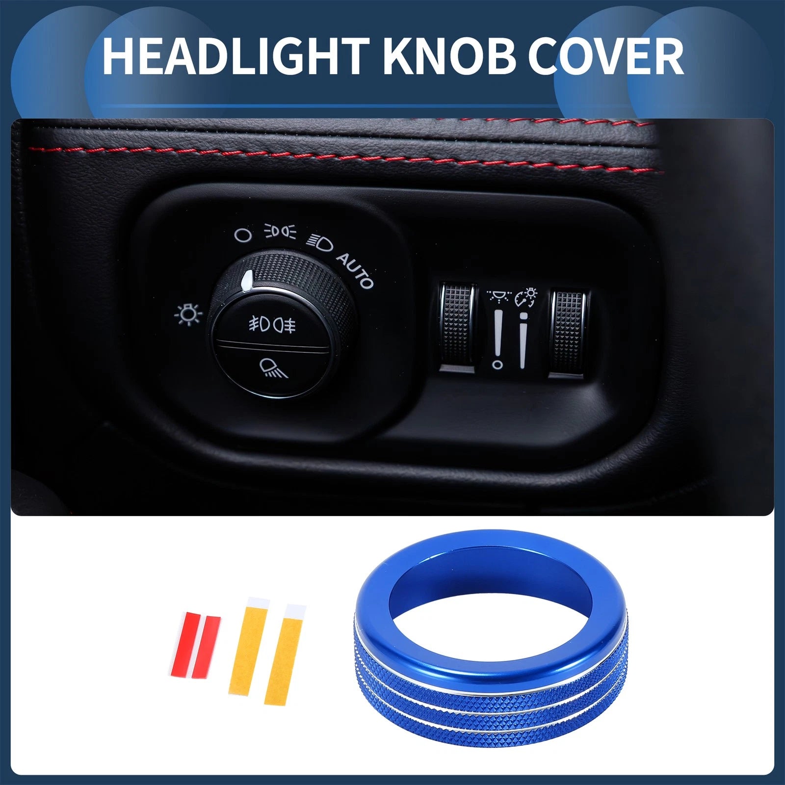 Fog Light Switch Knob Cover Ring for Dodge Ram (2018–2022) Blue 1 Pc