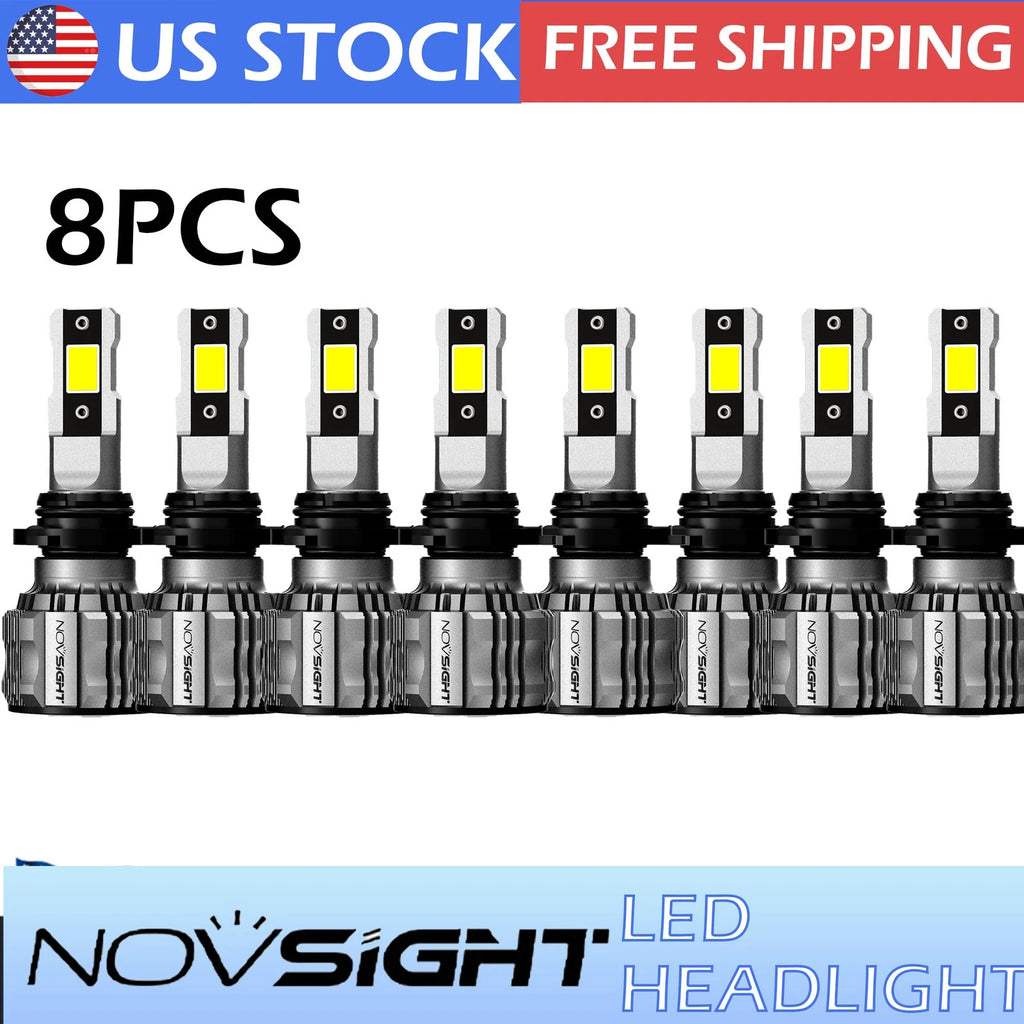 8X 9005 H11 Combo LED Headlight Bulbs for High Low Beam (6500K)