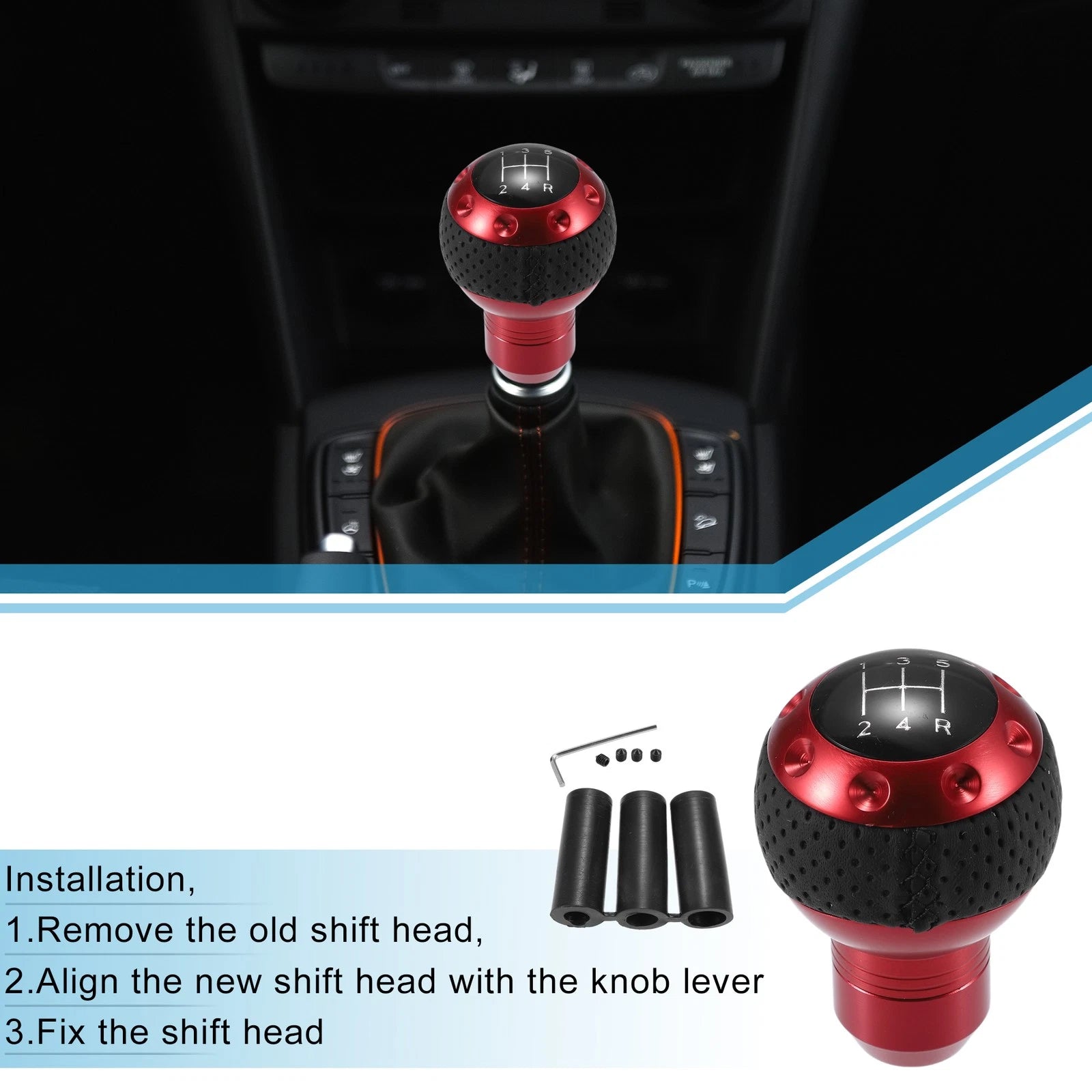 5 Speed Gear Shift Knob for Universal Manual Transmission (7.7cm, Red)