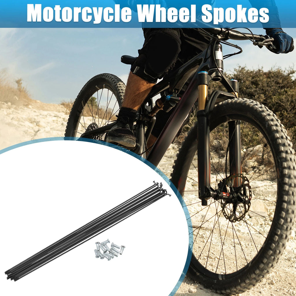 12pcs J Bend Bicycle Spokes with Nipples 290mm for 14G Bicycle Wheels (290mm)