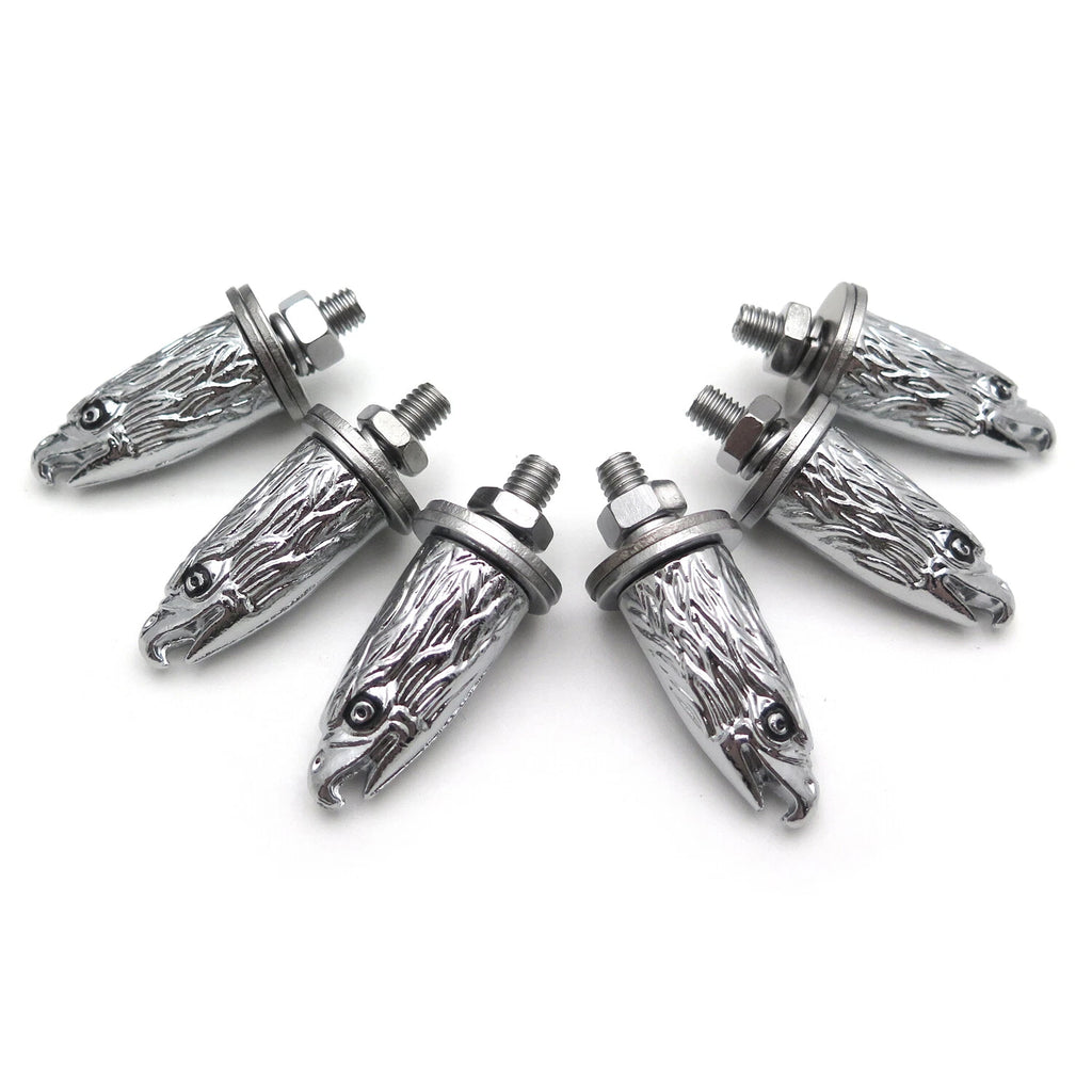 Set of 6 Chrome Eagle Head Bolts for License Plate Frame