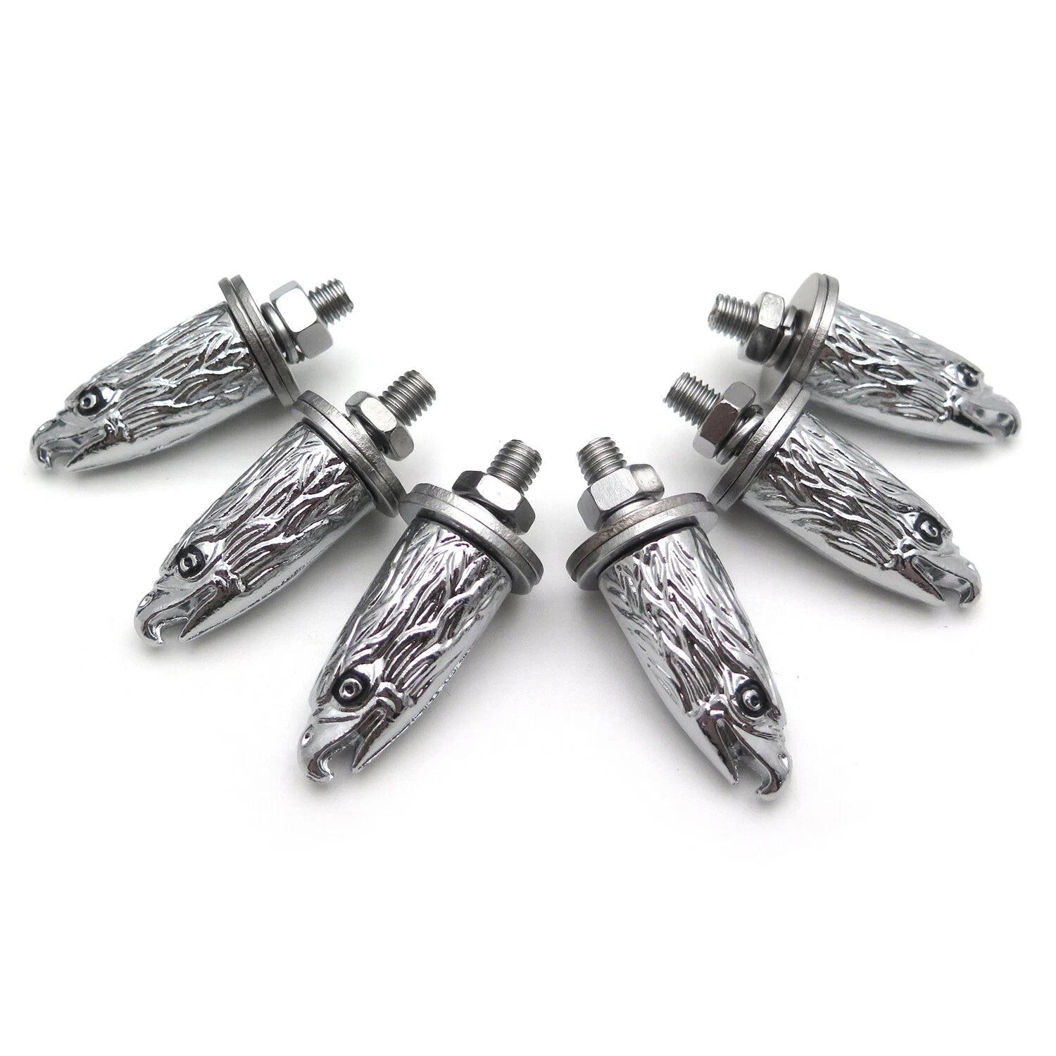 Set of 6 Chrome Eagle Head Bolts for License Plate Frame