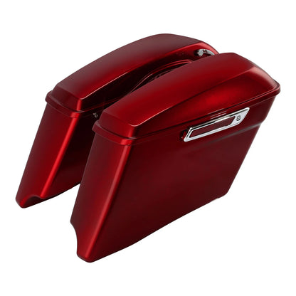 4" Hard Extended Saddlebags for Harley Touring (2014–Present) Velocity Red Sunglo