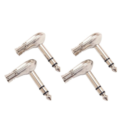 4Pcs 6.35mm Right Angle Stereo TRS Flat Male Connector for Guitar