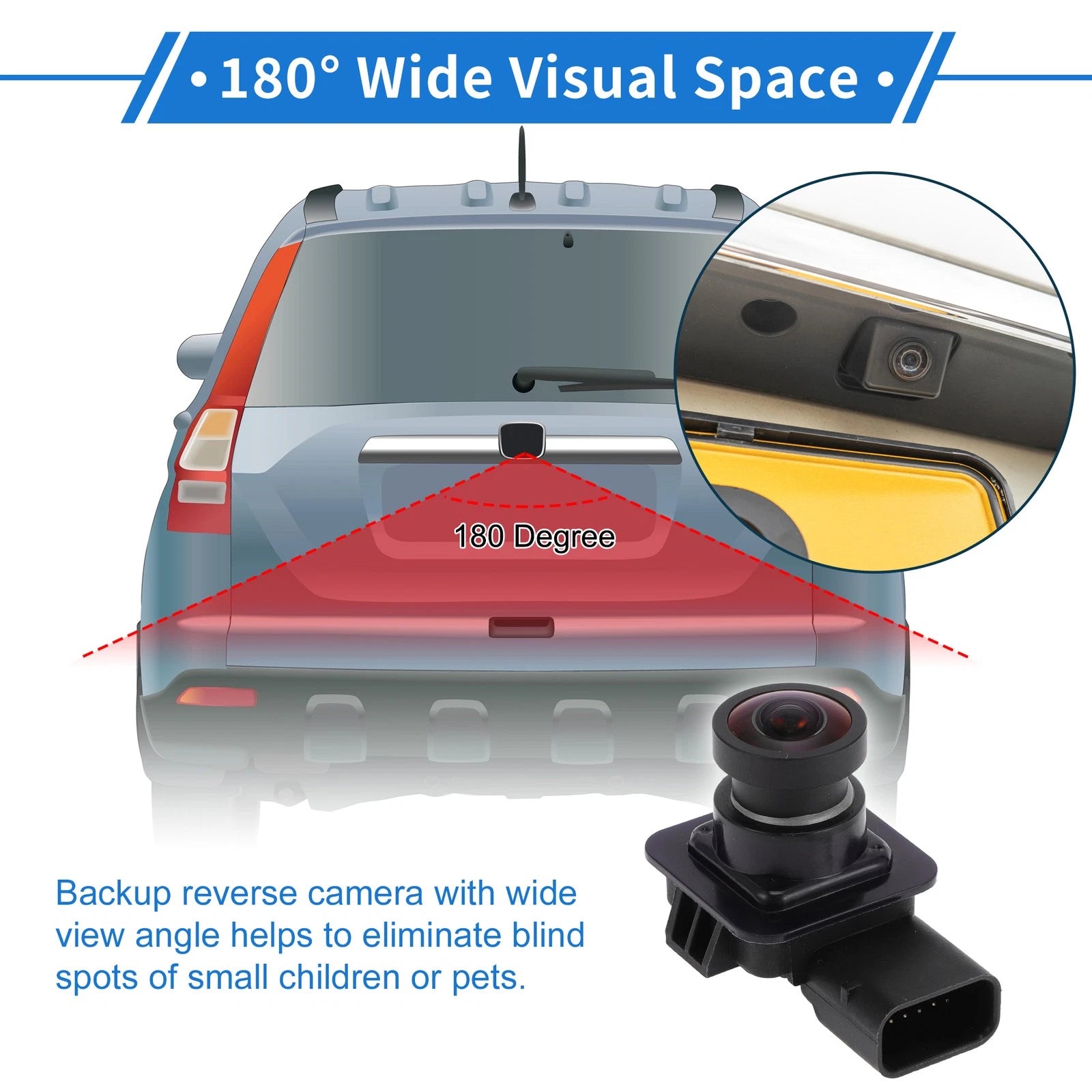 Rear View Camera Backup Reverse 120-180 Degree for Ford Edge (2011-2015)