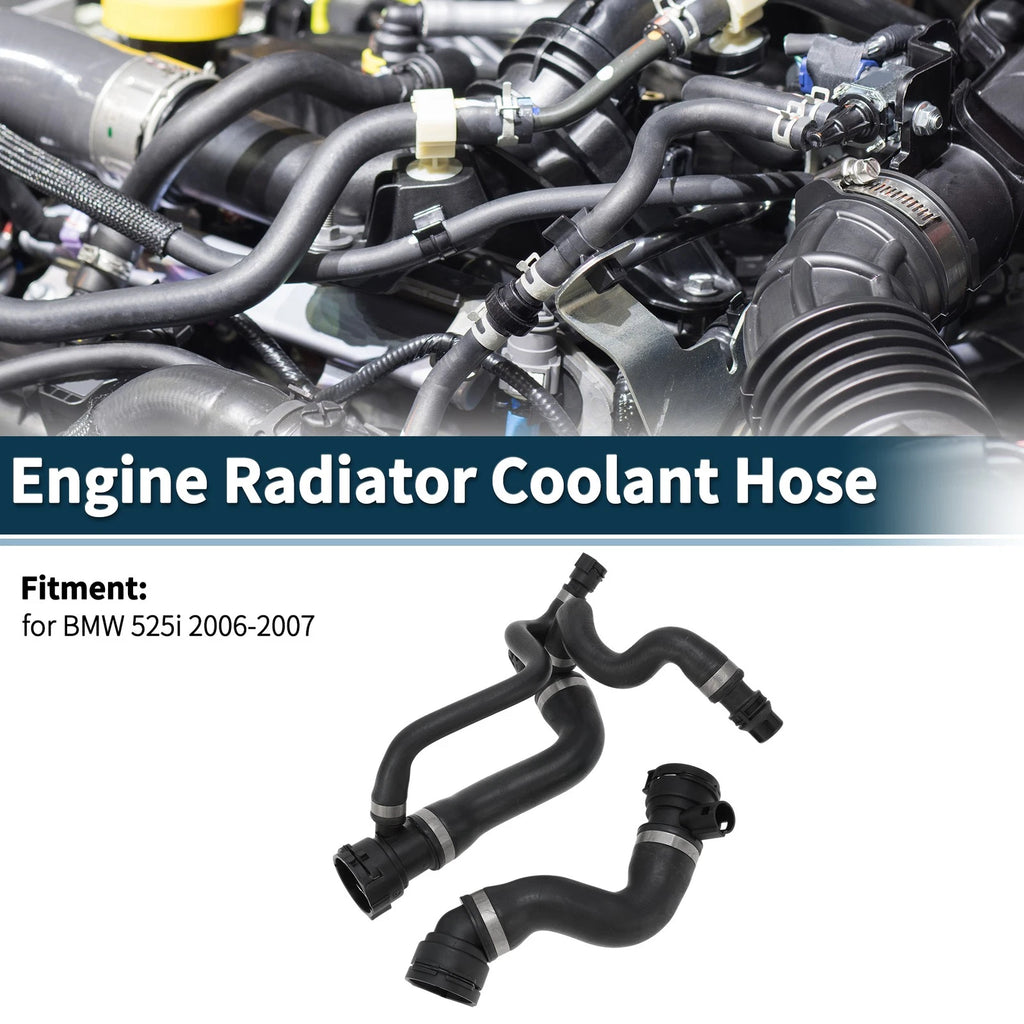 Engine Radiator Coolant Hose Water Pipes Set for BMW 525i (2006–2007)