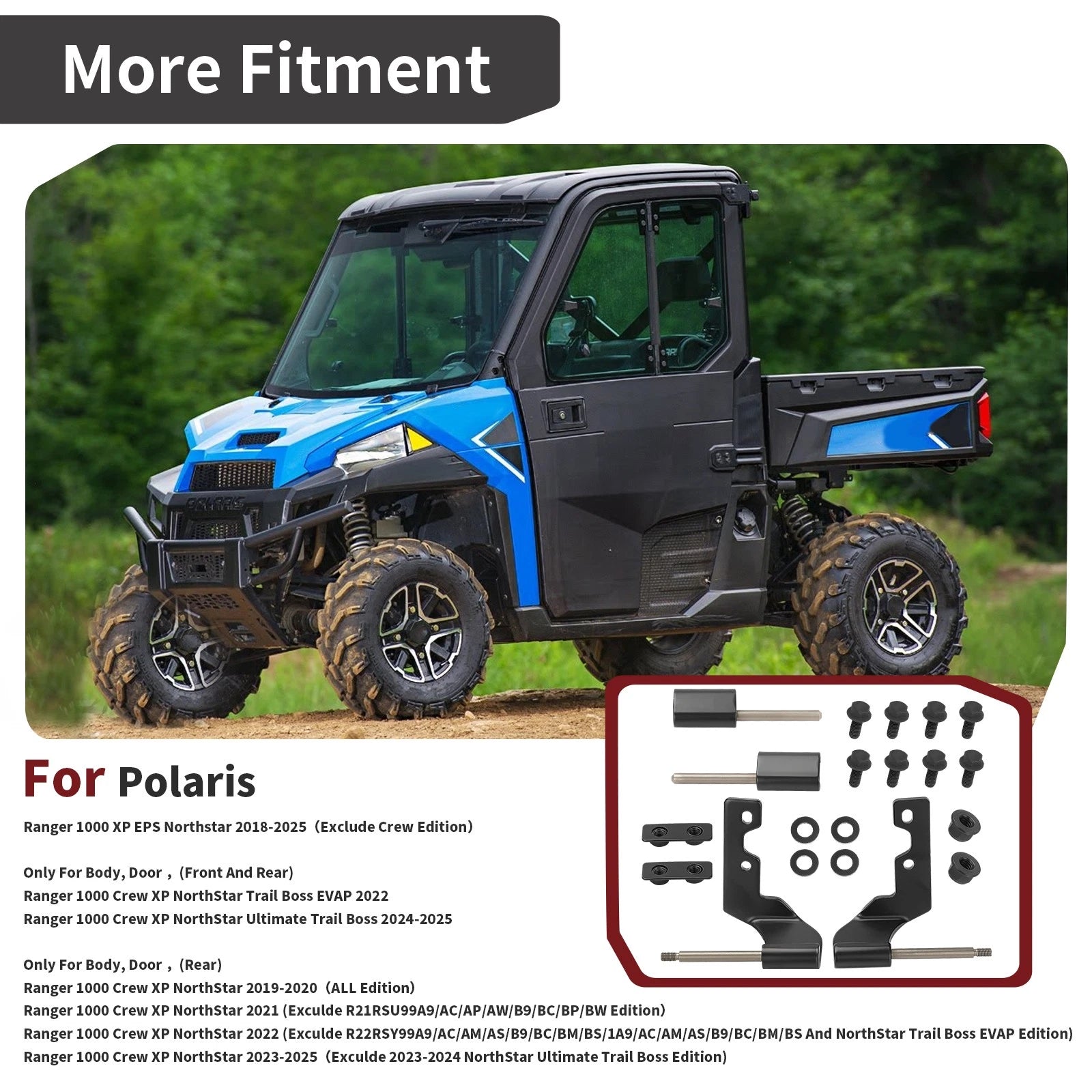 Half Door Hinge Hardware Kit for Polaris Ranger Crew XP 1000 (2018–2023) 2207709